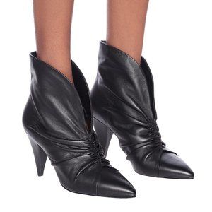 Isabel Marant black leather Lasteen cone heel booties boots